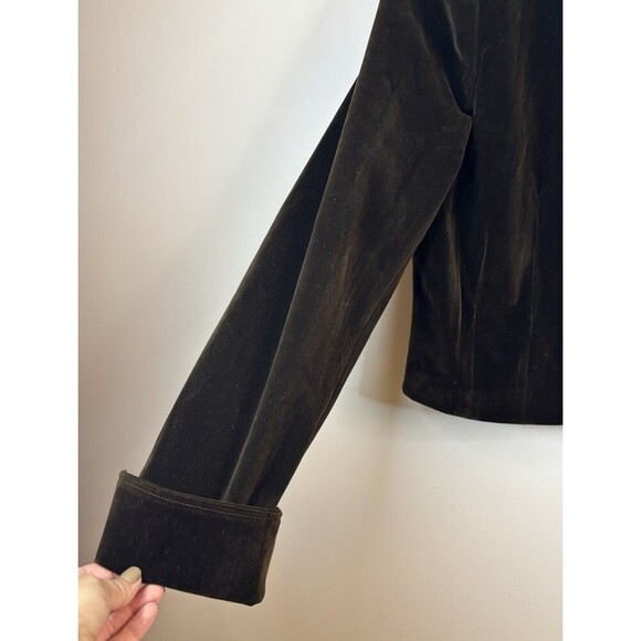 COMMENSE Velvet Lapel Short Blazer Women XL Chocolate Brown Crop Button Jacket - Picture 5 of 16